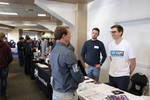 HVAC/R student Nick Freeburg speaks with employers at Perry Tech's Spring Employer Expo
