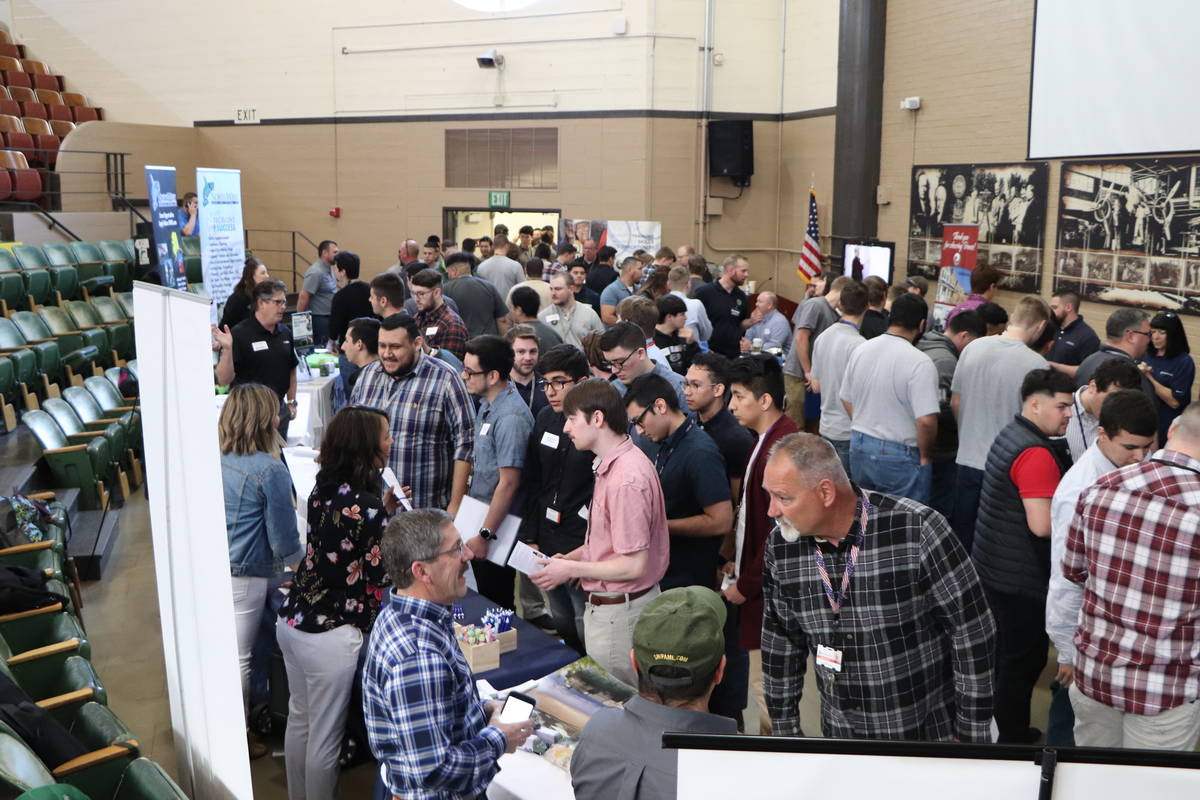 Employers and Perry Tech students fill the lower auditorium for the expo.