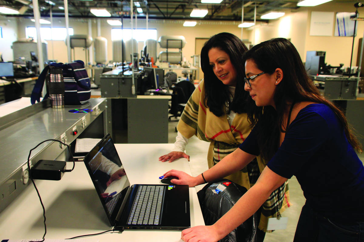 Nita during a visit to Perry Tech, pictured here with Instrumentation student Nayely Gonzalez